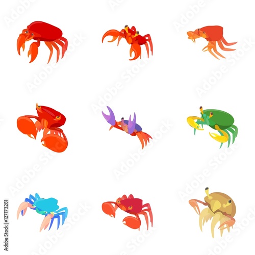 Crayfish icons set. Cartoon illustration of 9 crayfish vector icons for web