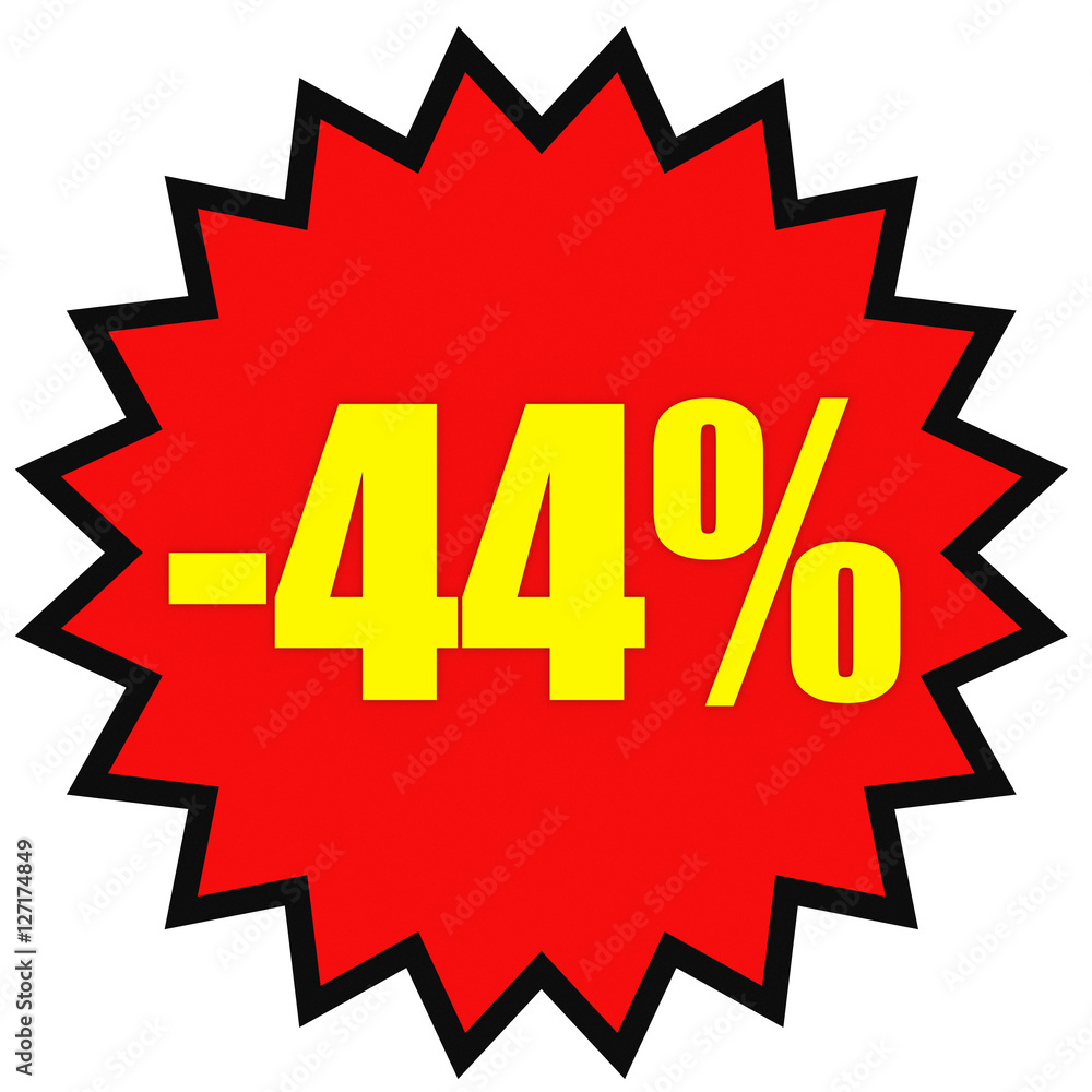 Discount 44 percent off. 3D illustration on white background. Discount 44 percent off. 3D illustration on white background.