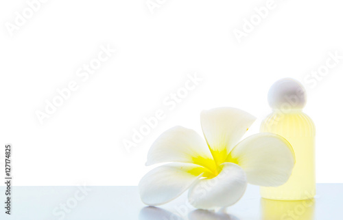  frangipani flower in spa on white background