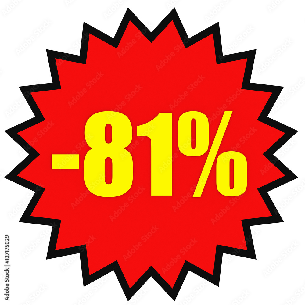 Discount 81 percent off. 3D illustration on white background. Discount 81 percent off. 3D illustration on white background.