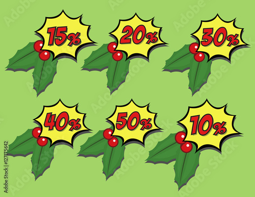 Colored discount stickers for Xmas 