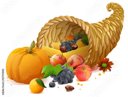 Cornucopia rich harvest on day of Thanksgiving