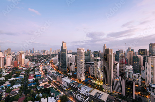 Makati Skyline at night, Philippines. Makati is a city in the Philippines` Metro Manila region and the country`s financial hub. © fazon