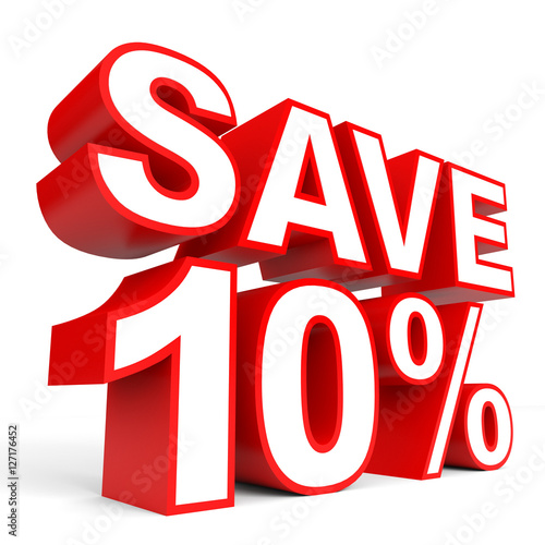 Discount 10 percent off. 3D illustration on white background.