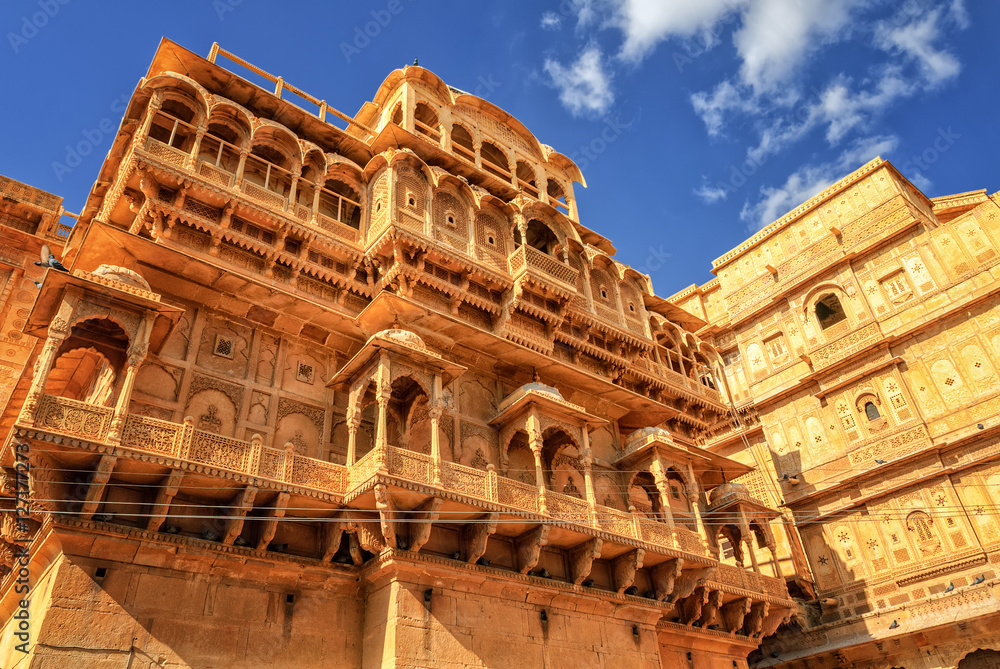 Stone carved house in Jaisalmer, Rajasthan, India