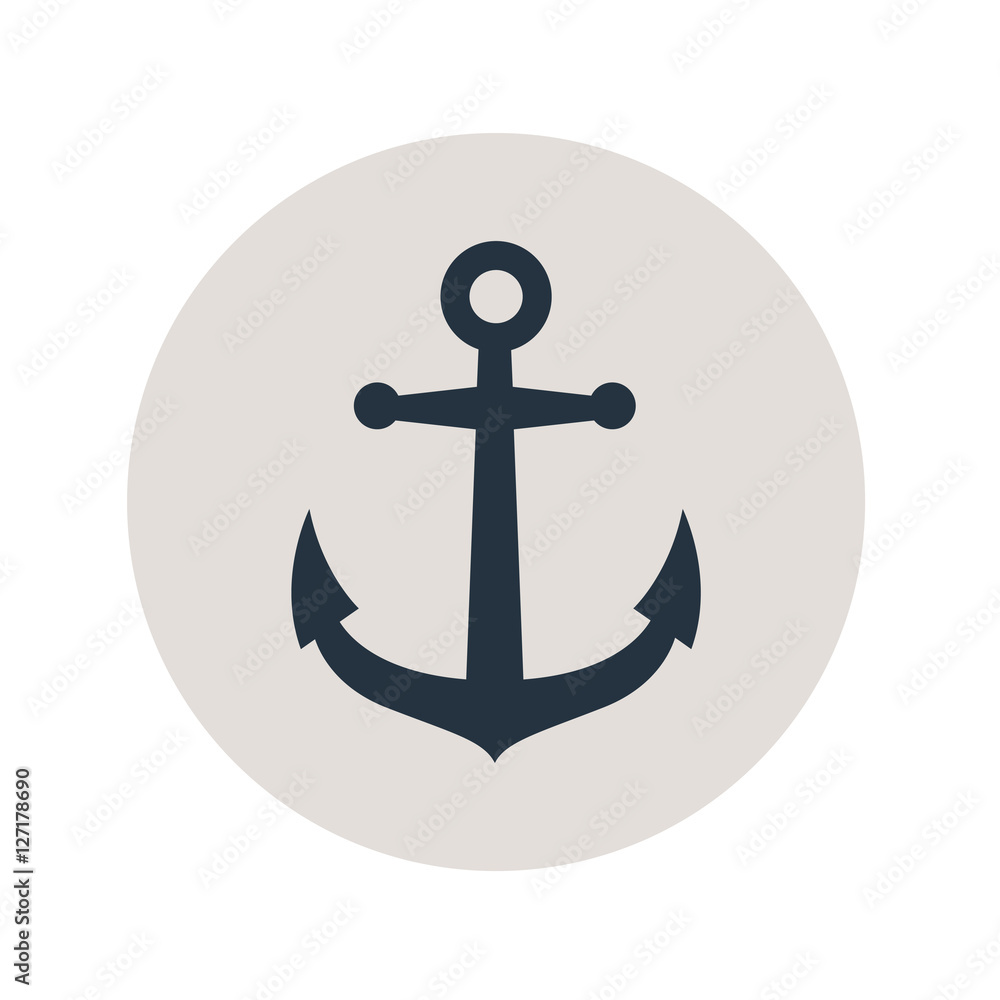 Icono plano ancla en circulo gris Icono plano ancla en circulo gris