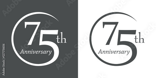 Icono plano 75th Anniversary en gris y blanco