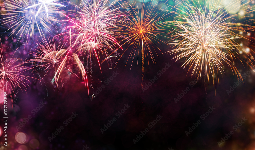 Abstract firework background with free space for text - obrazy, fototapety, plakaty 
