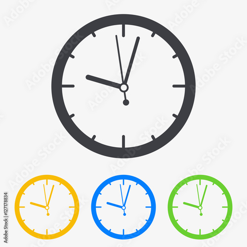 Icono plano reloj en varios colores