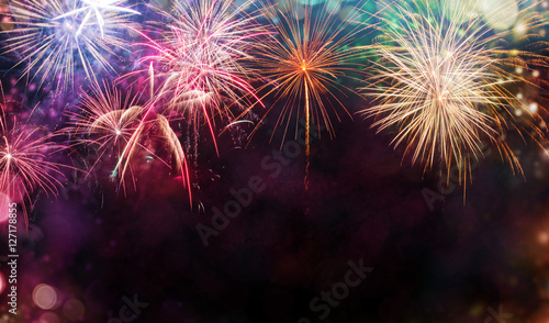 Fotografiet Abstract firework background with free space for text