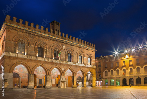 CREMONA, ITALY - MAY 23, 2016: The palace Palazzo Coumnale at dusk.