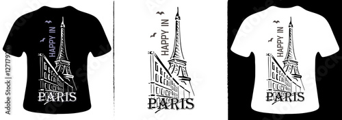 Canvas Print Happy in Paris T-Shirt Design