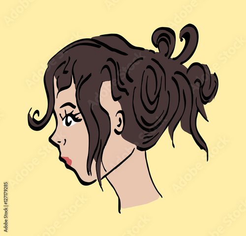 Portret zijkant vrouw kleur