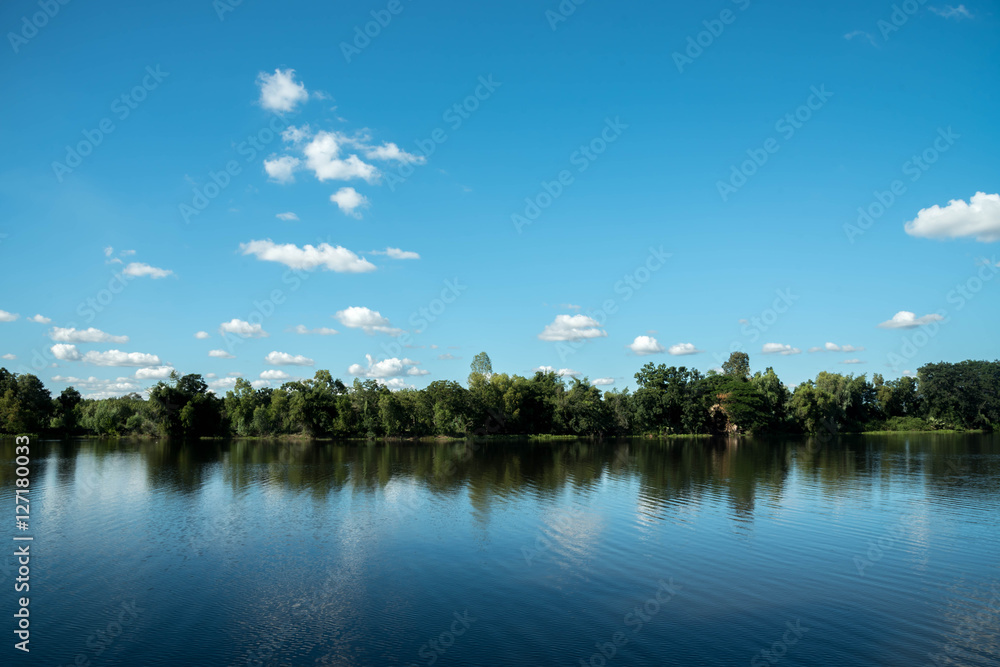 lake thailand  panoramic view and sky