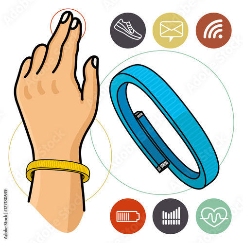 Vector illustration of fitness band, hand bracelet