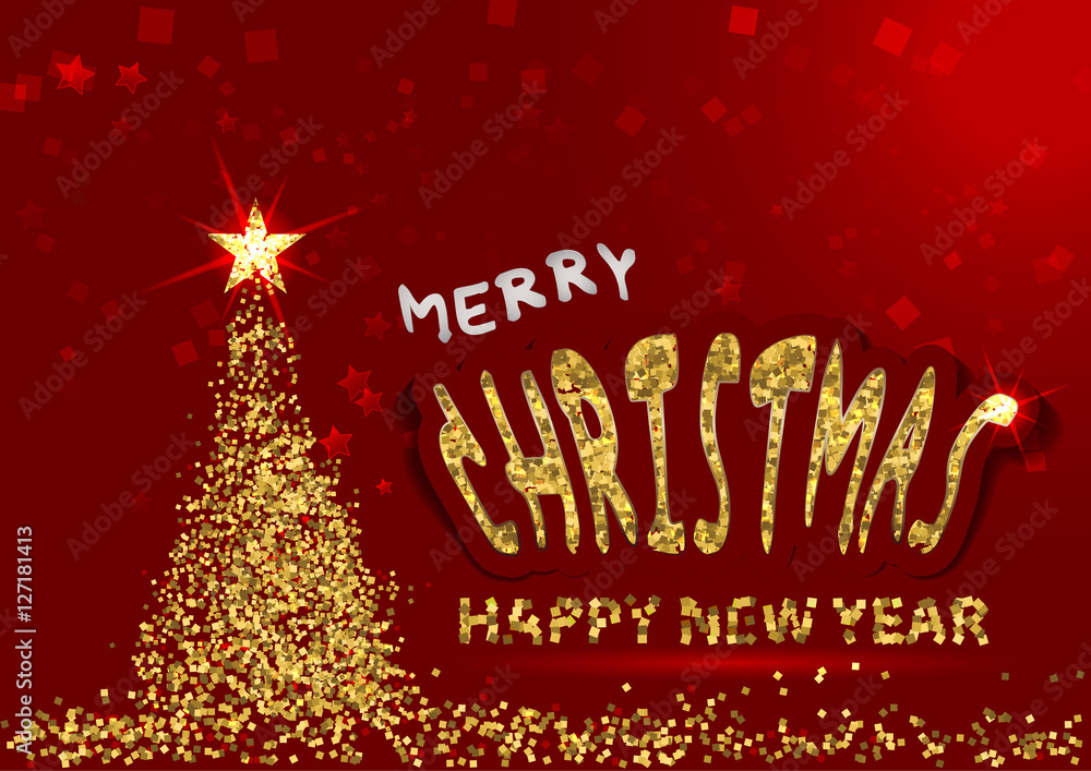 Christmas and happy new year Greeting Card.