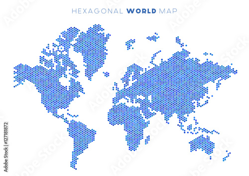 Vector hexagonal world map