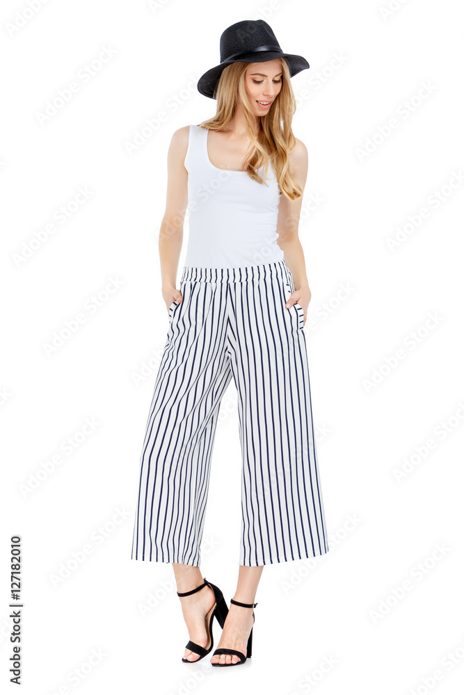 Fashion photo of young magnificent woman wearing fashionable summer clothes Fashion photo of young magnificent woman wearing fashionable summer clothes