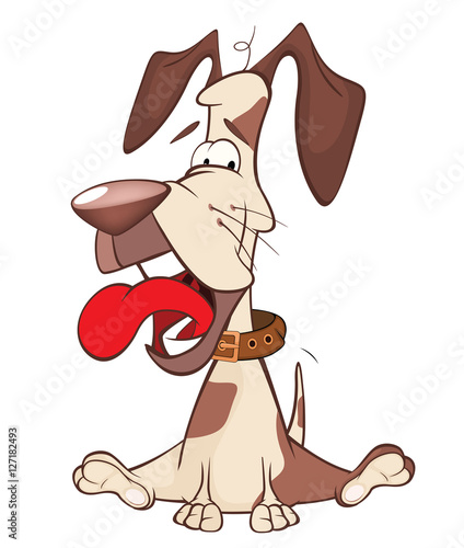 Illustration of a Cute Hunting Dog. Cartoon Character
