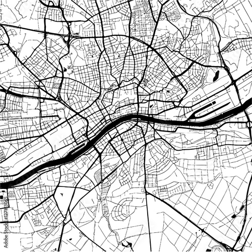 Frankfurt, Germany, Monochrome Map Artprint