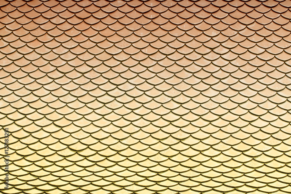 Clay roof tiles of Thai temple Clay roof tiles of Thai temple