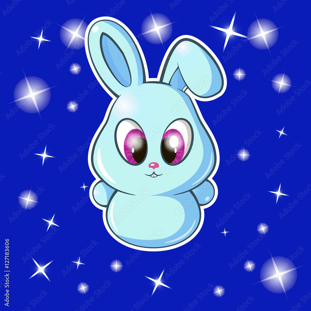 Fototapeta premium snow bunny. christmas, new year. stars on a blue background. EPC 10. vector