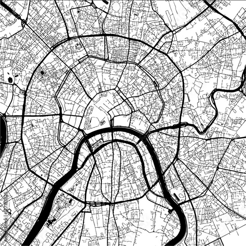 Photo Moscow, Capital of Russia, Monochrome Map Artprint