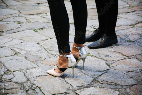 Woman with silver high heels