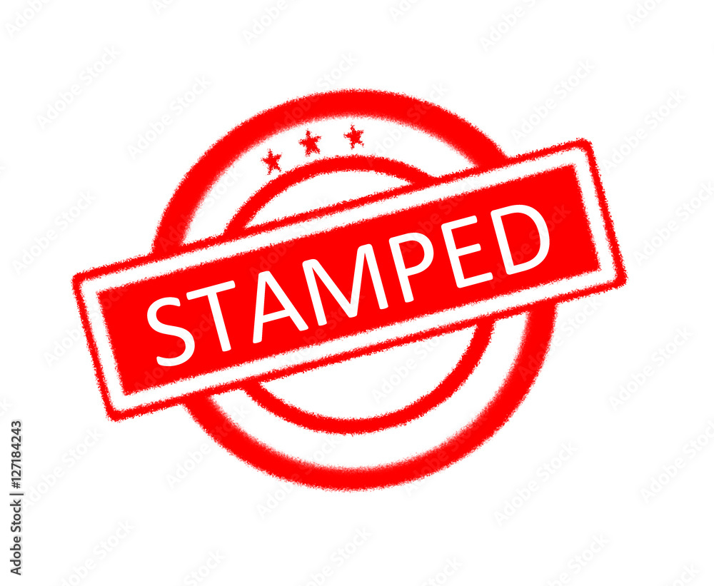 Illustration of Stamped word written on red rubber stamp Illustration of Stamped word written on red rubber stamp