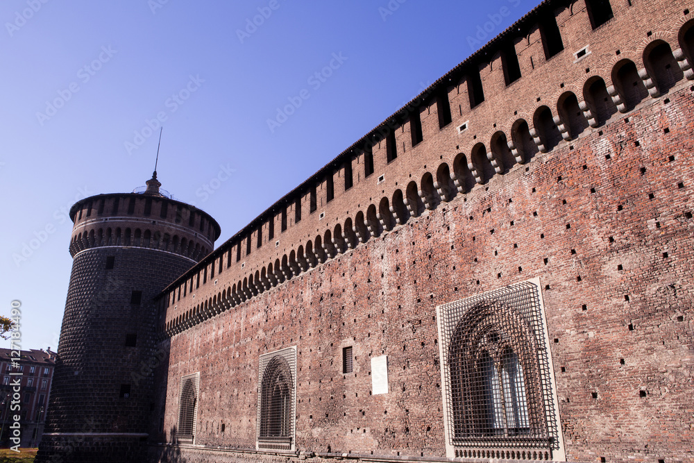 Sforza Castle (Castello Sforzesco), a castle in Milan, Italy.