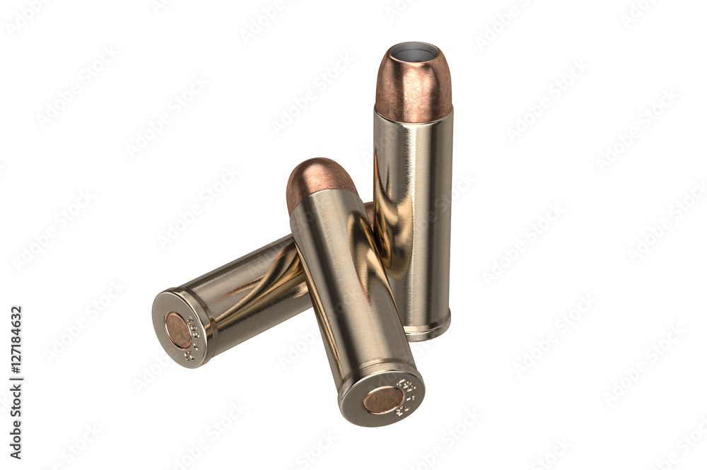 Bullet gun ammunition of shiny metal. 3D graphic Bullet gun ammunition of shiny metal. 3D graphic