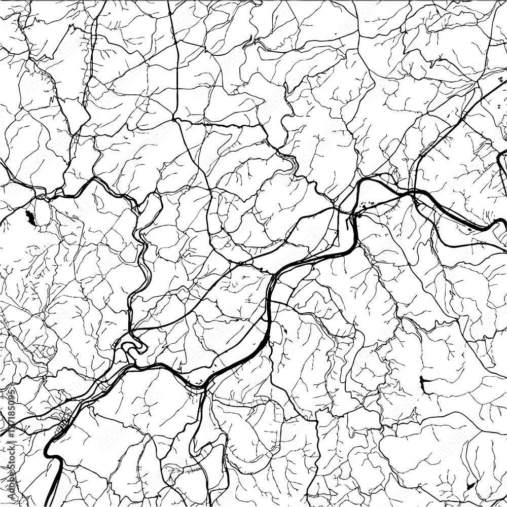Trier, Germany, Landmark, Monochrome Map Artprint Trier, Germany, Landmark, Monochrome Map Artprint