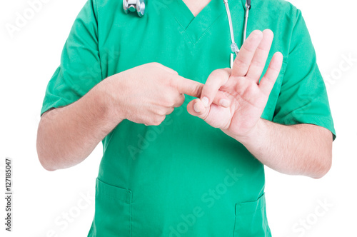 Foto Medic or doctor hand simulating sex