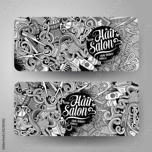 Cartoon vector doodles Hair salon banners