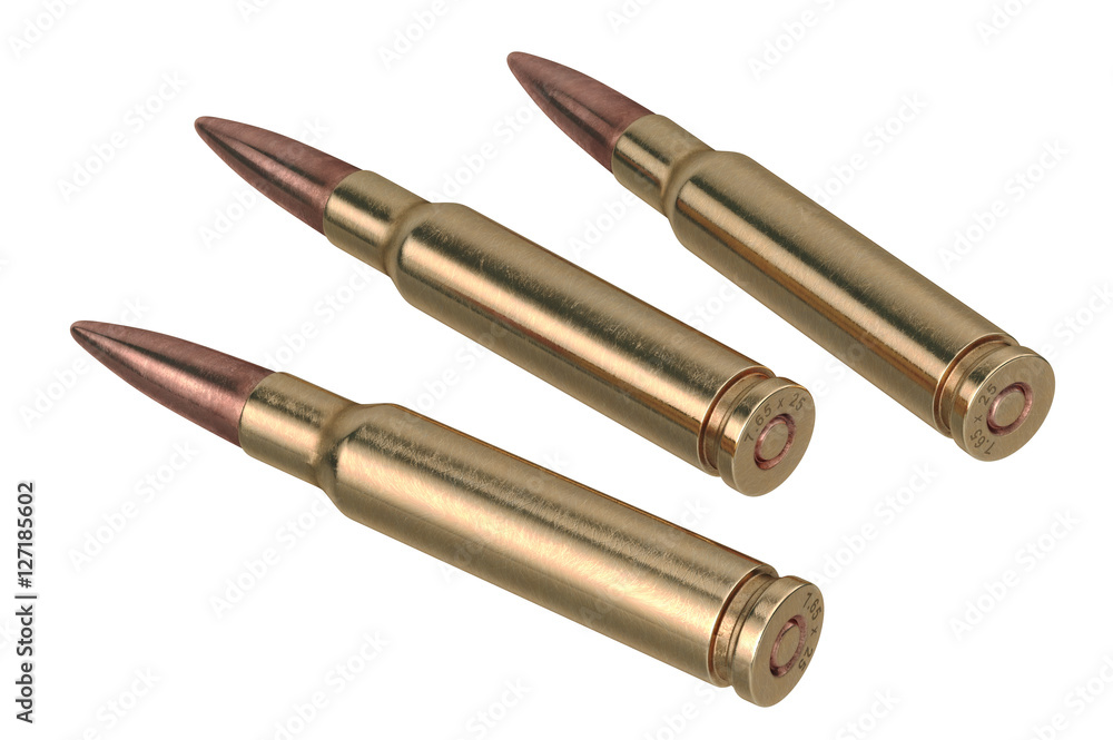 Bullet rifle projectile of shiny copper and brass. 3D graphic Bullet rifle projectile of shiny copper and brass. 3D graphic
