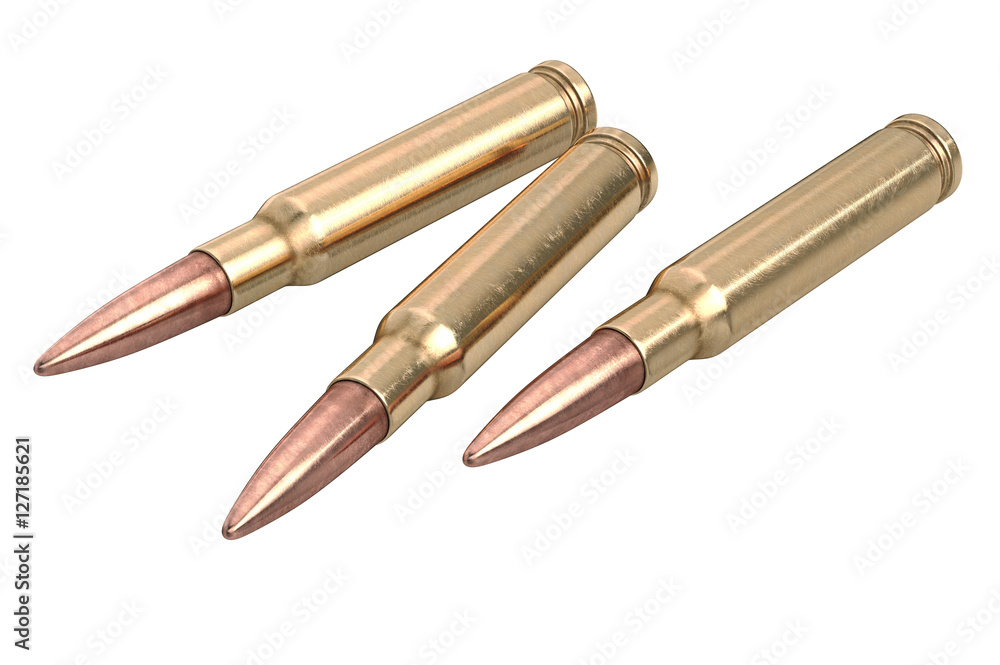 Bullet rifle weapon ammo military firearm. 3D graphic