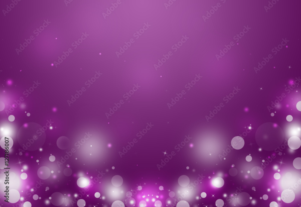 Purple glitter sparkles defocused rays lights bokeh abstract background/texture.