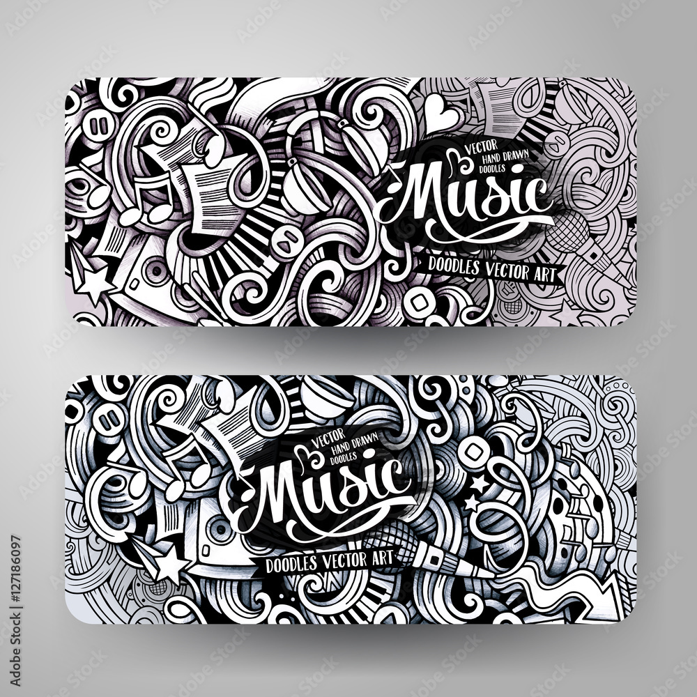 Fototapeta Graphics vector hand drawn sketchy trace Music Doodle banners