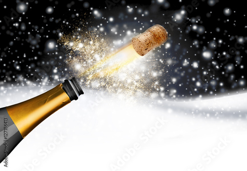 Sektkorken vor Winternacht