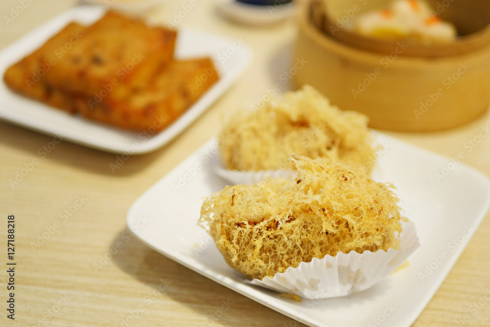 deep fried taro crispy dimsum, chinese cantonese food