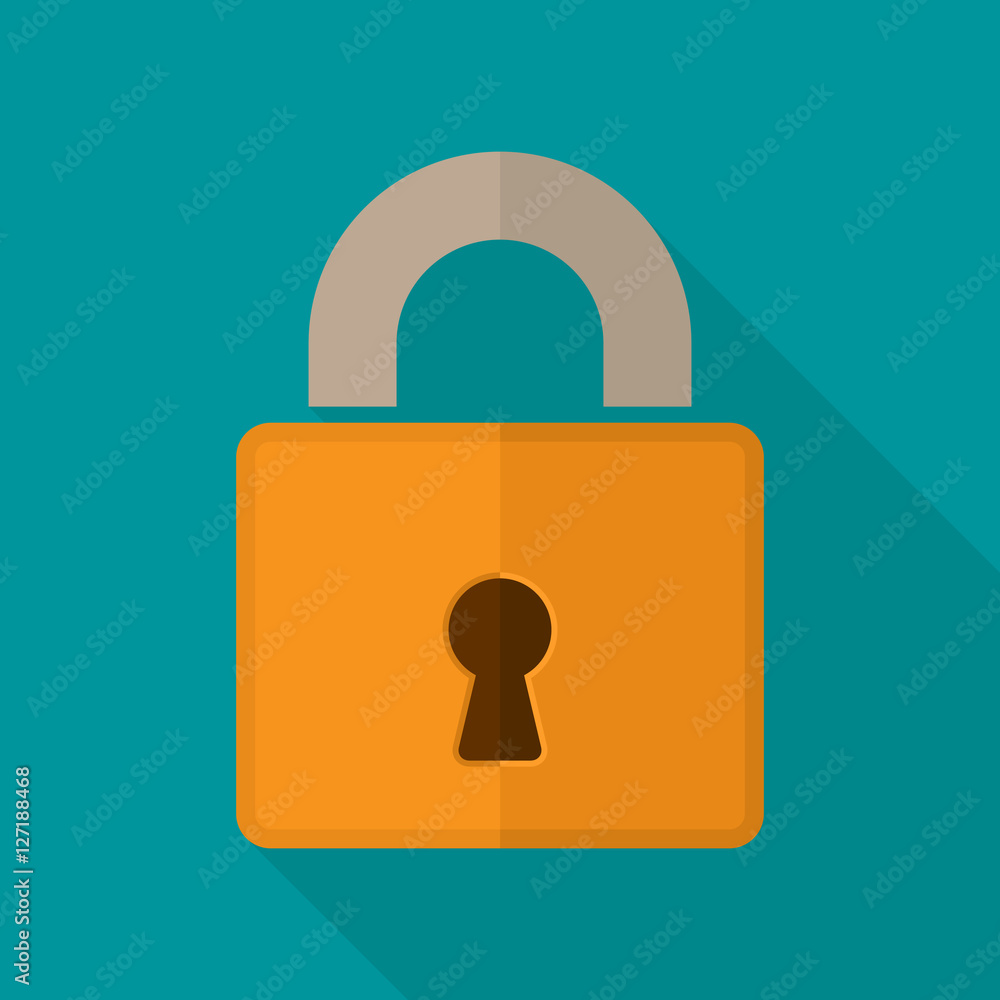 Lock icon vector with long shadow in flat style. Padlock simple symbol isolated illustration. Lock icon vector with long shadow in flat style. Padlock simple symbol isolated illustration.