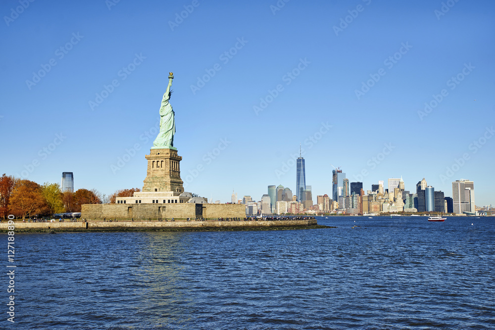 Statule of Liberty on Manhattan landscape Statule of Liberty on Manhattan landscape