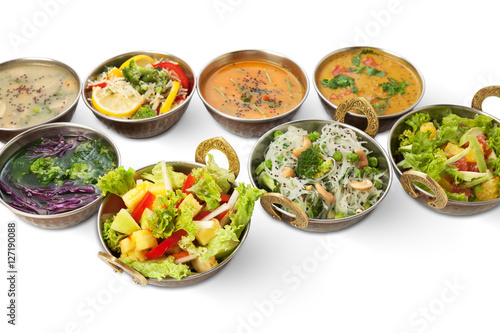 Vegan and vegetarian indian cuisine hot spicy dishes