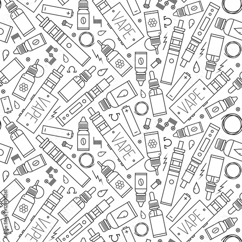Vape icons seamless pattern. Electronic cigarette vector endless background 