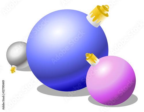 Roze blauwe en zilverkleurige kerstballen photo