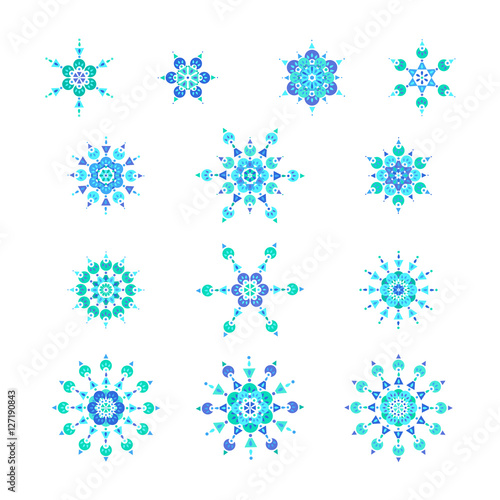 set blue snowflakes 