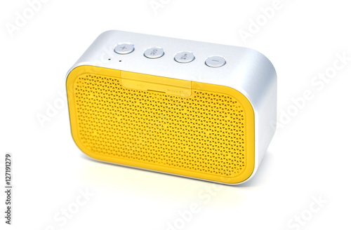 Tableau sur toile Yellow bluetooth speaker
