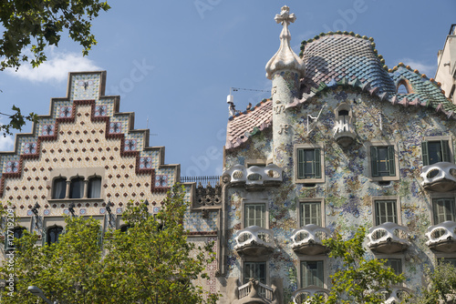 Leinwand Poster Barcelona (Spain): buildings of Passeig de Gracia