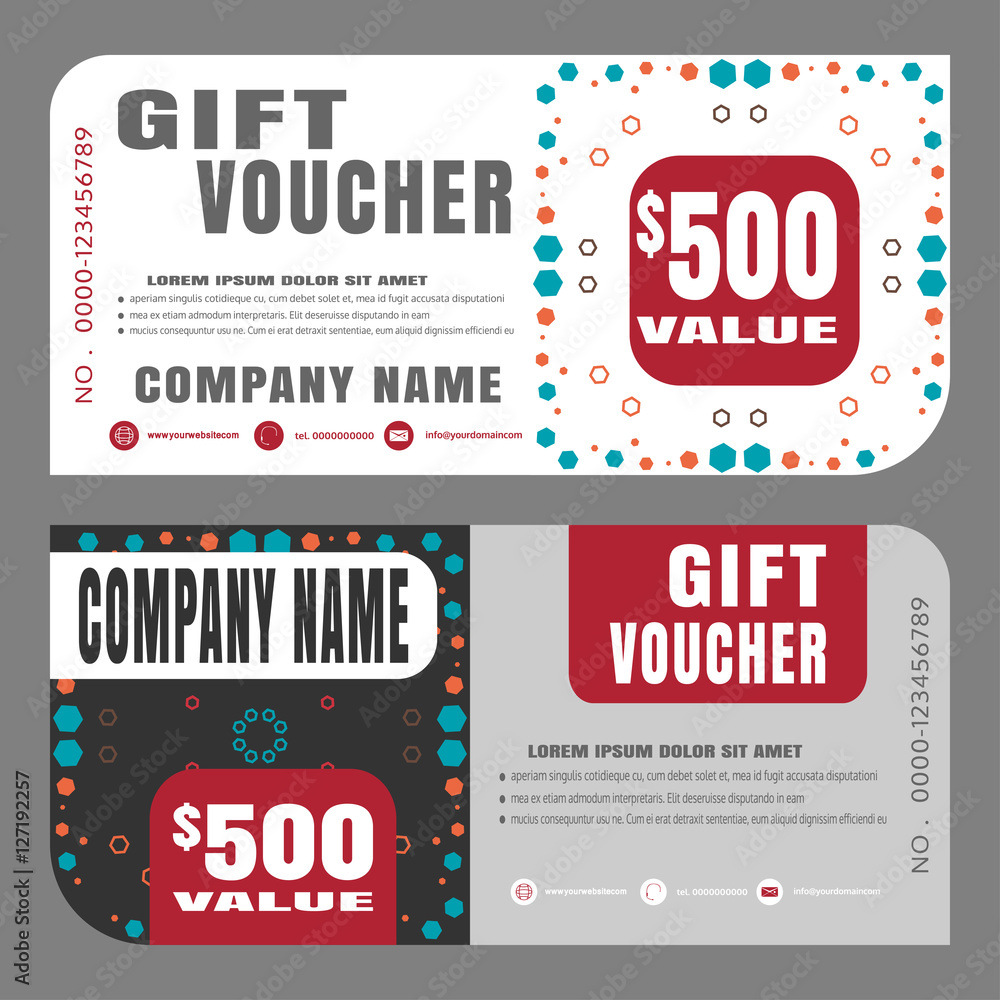 Obraz premium Blank of gift voucher vector illustration to increase sales on white and dark background with pattern.