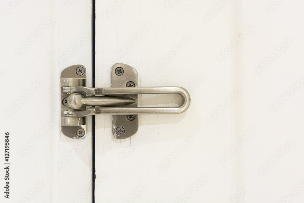 locked doors in hotel on wooden door. Locked status. locked doors in hotel on wooden door. Locked status.